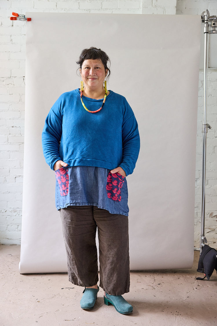 A photo of a finished Sweater No 1.