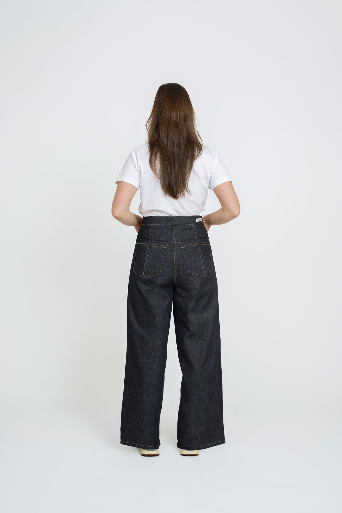 A photo of a finished Wide Leg Jeans.