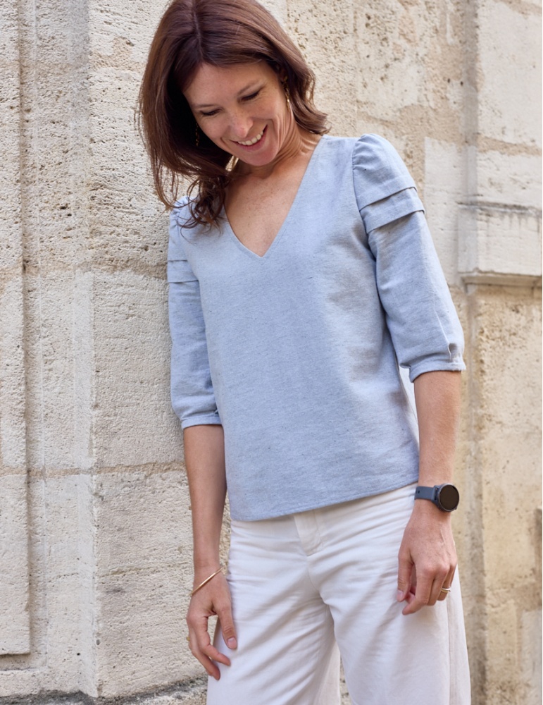 A photo of a finished Muse Blouse.