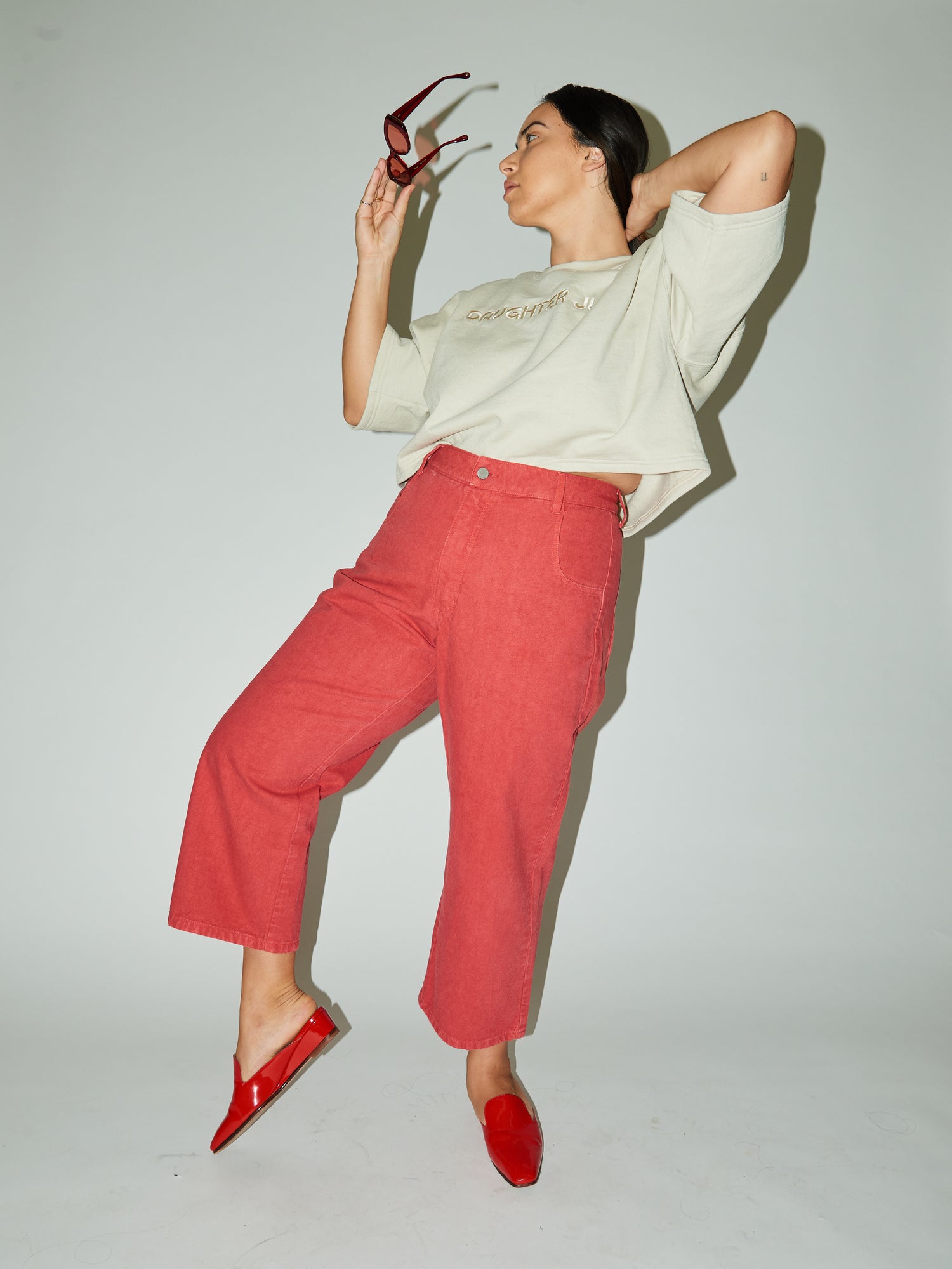 The designer's photo of a finished Adams Pants.