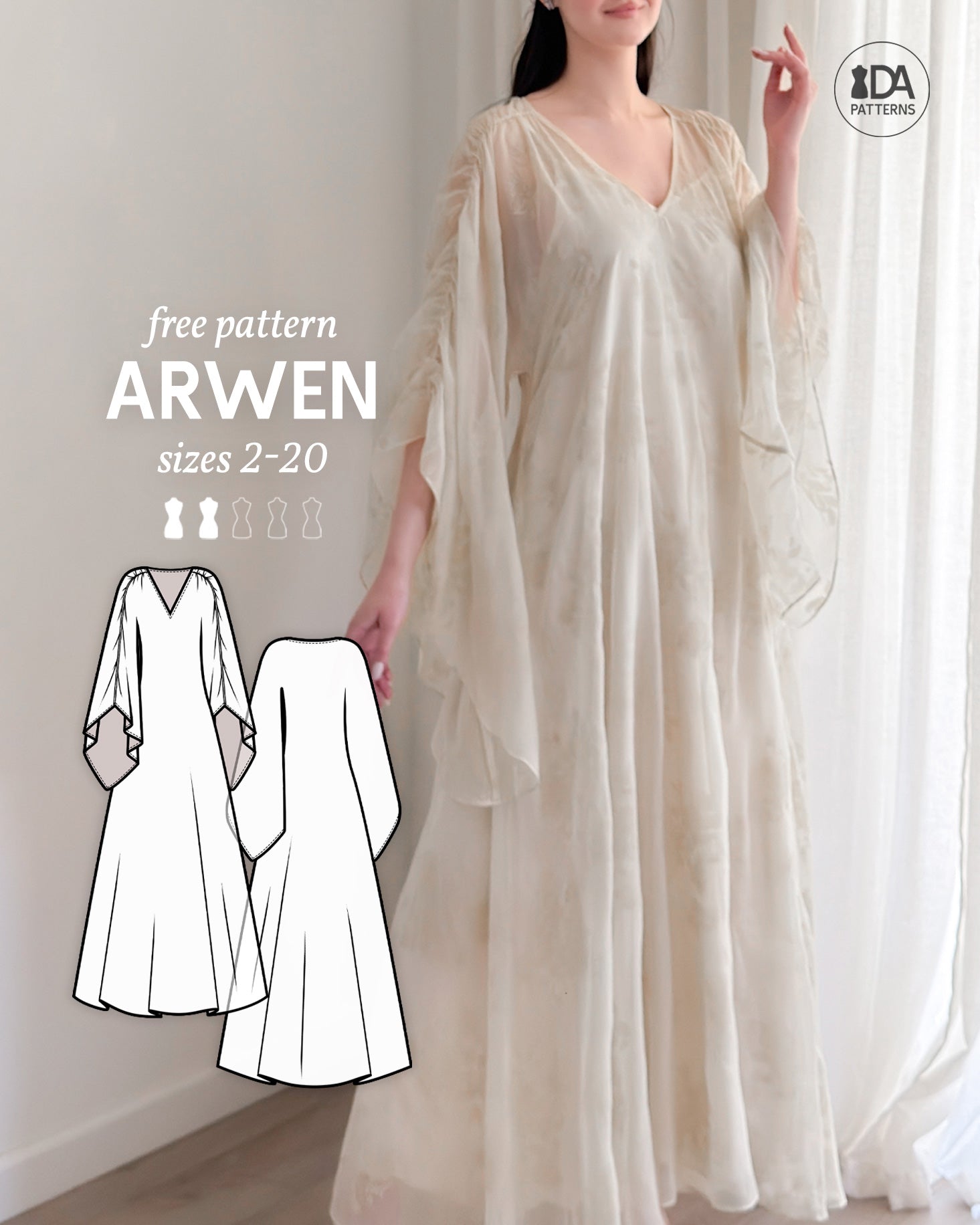 A photo of a finished Arwen Dress.