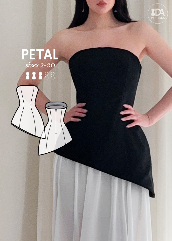 A photo of a finished Petal Top.