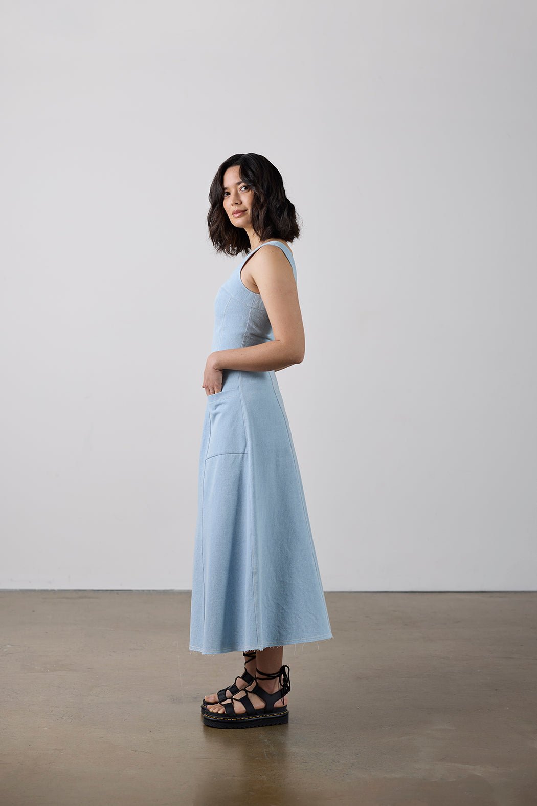 A photo of a finished Carey Top and Skirt.