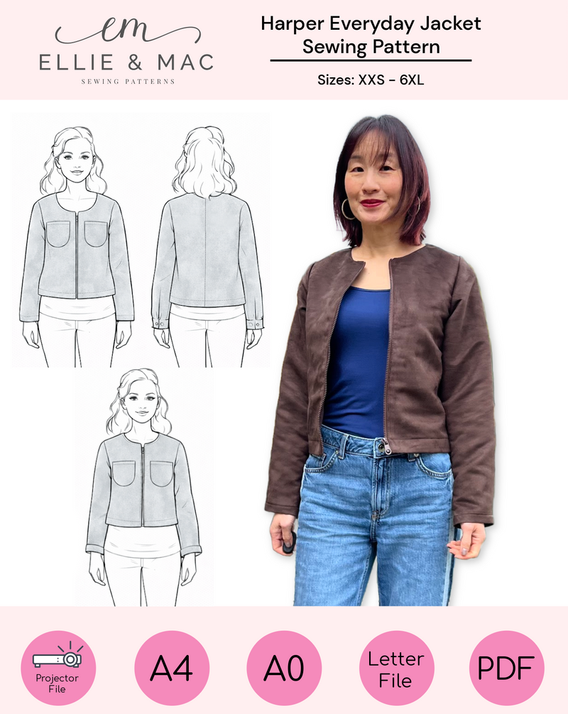 A photo of a finished Harper Everyday Jacket.