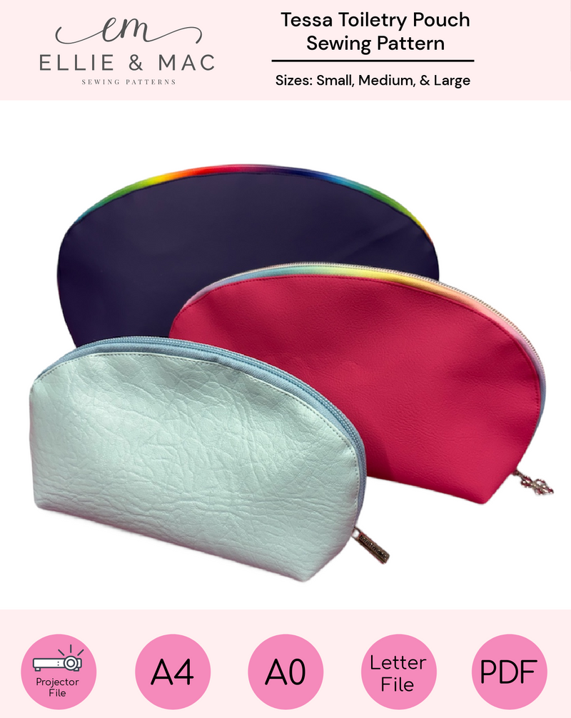 A photo of a finished Tessa Toiletry Pouch.