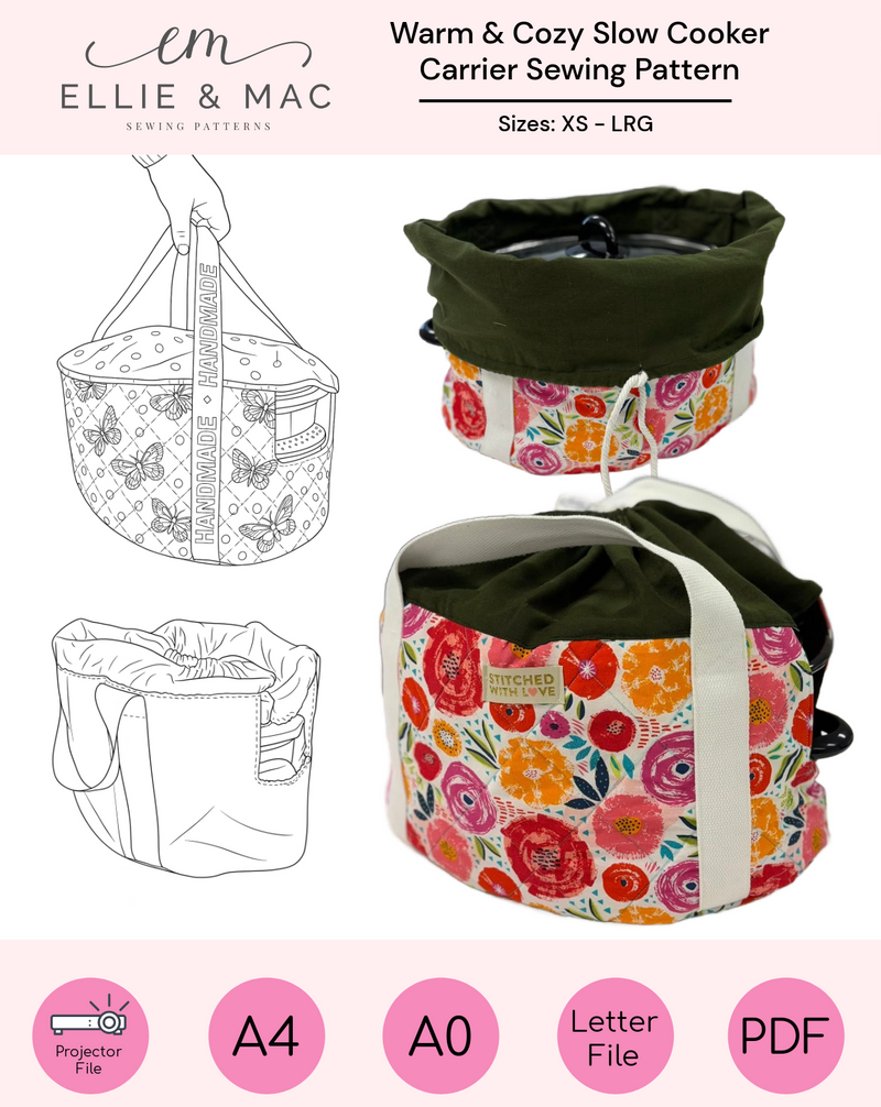 A photo of a finished Warm and Cozy Slow Cooker Carrier.