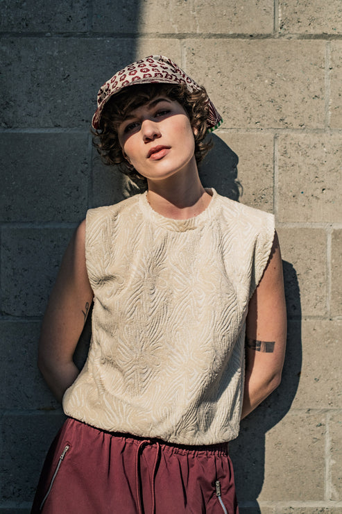 A photo of a finished Maela Top.