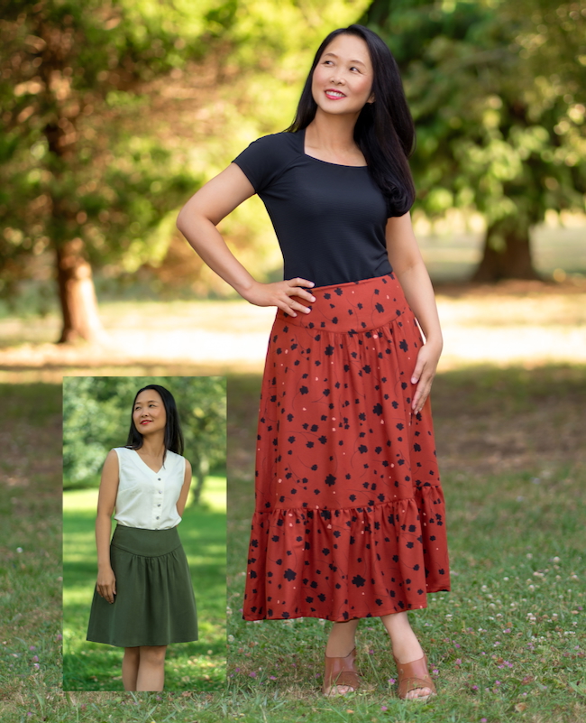 The designer's photo of a finished Irazu Skirt.