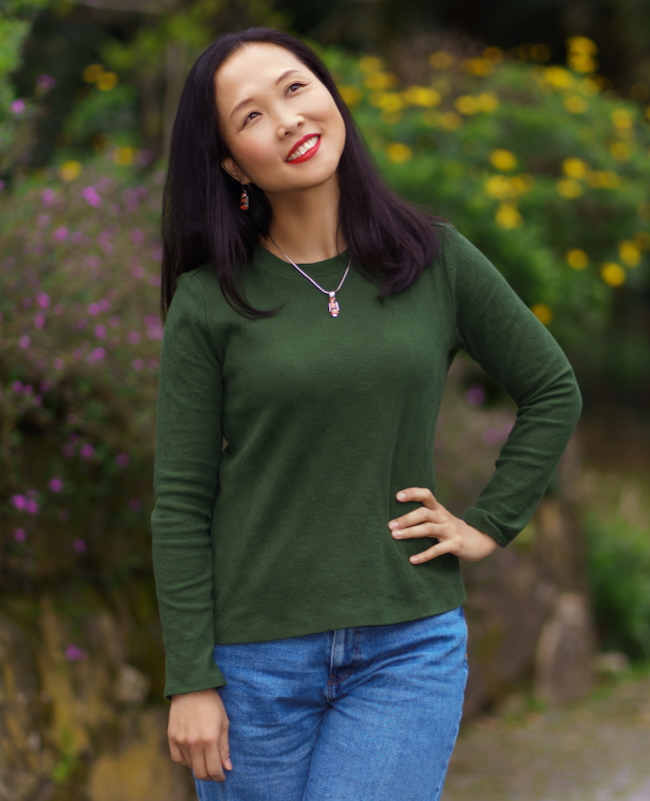 A photo of a finished Kashi Tee and Dress.