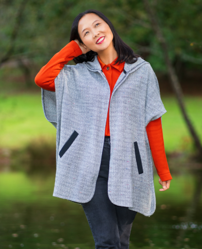 The designer's photo of a finished Koersel Cape.