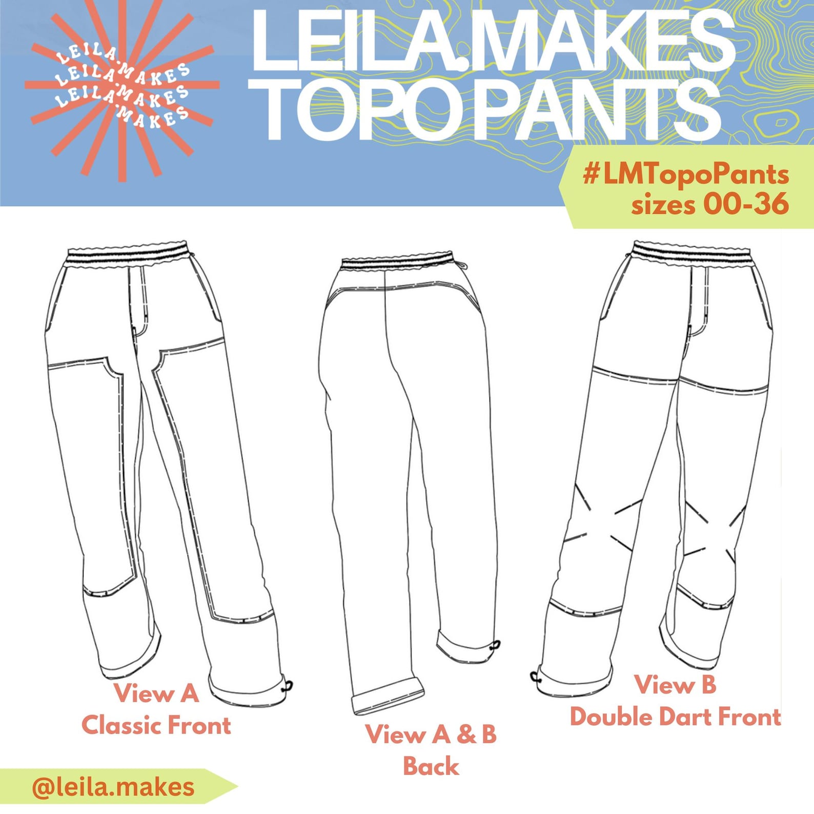The designer's photo of a finished Topo Pants.