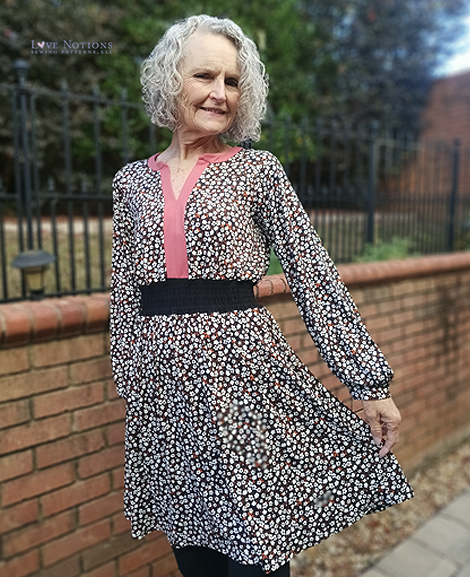 A photo of a finished Palmer Dress.