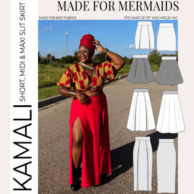 A photo of a finished Kamali Slit Skirt.