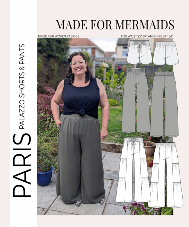 The designer's photo of a finished Paris Palazzo Pants and Shorts.