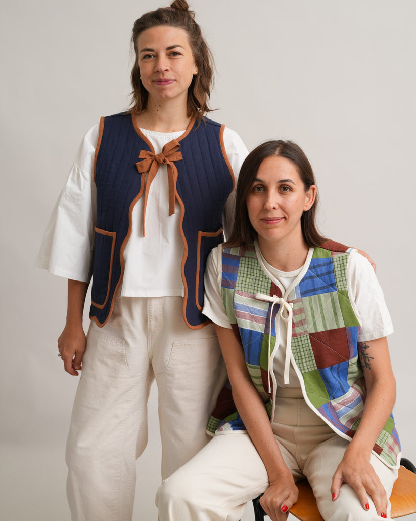 A photo of a finished Wavy Quilted Vest.
