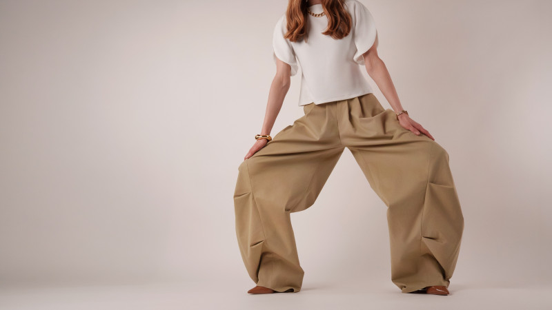 A photo of a finished Lucca Barrel Leg Pants.