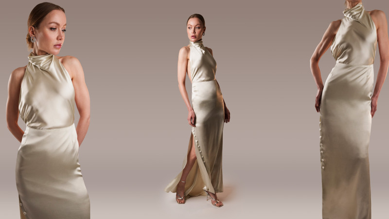 Seraphina - Satin Cowl Neck Evening Gown