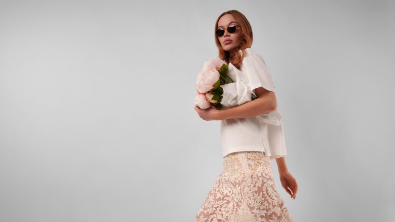 A photo of a finished Taiga Trapeze Skirt.