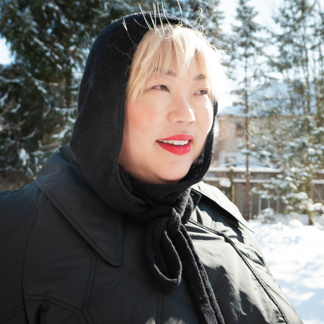 A photo of a finished Myrtle Hood.