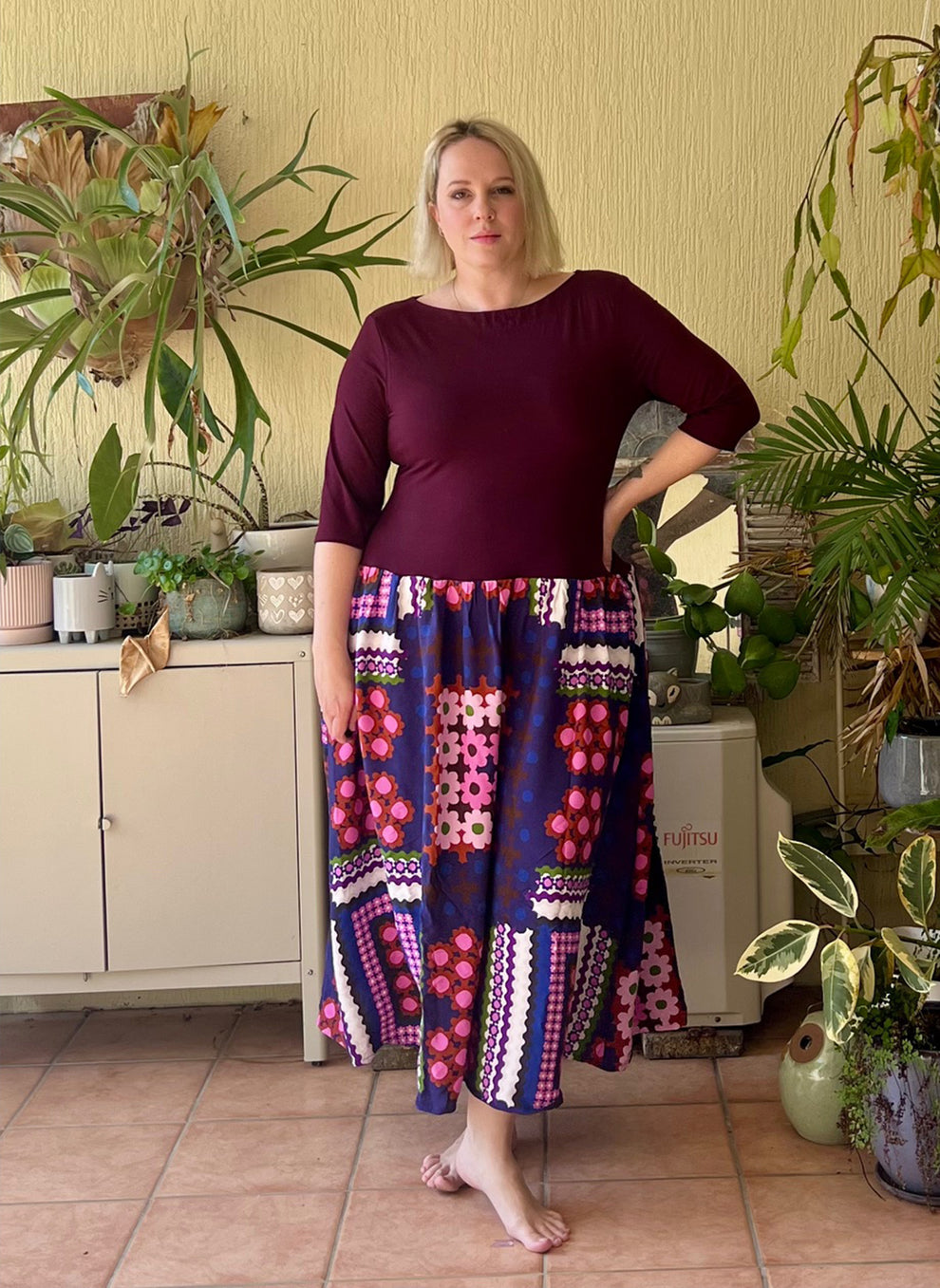 A photo of a finished Dolores Drop-Waist Dress.