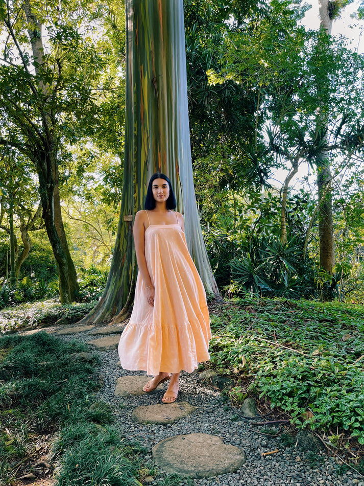 The designer's photo of a finished Smultron Dress.