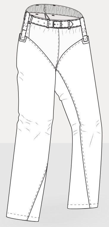 The designer's photo of a finished Everyone’s Chaps.