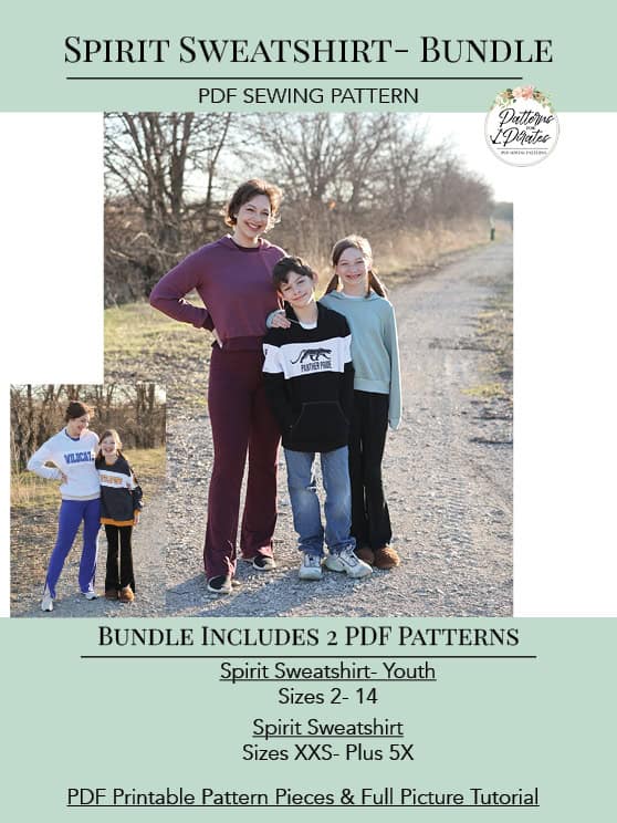 A photo of a finished Spirit Sweatshirt.