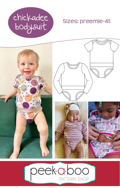 A photo of a finished Chickadee Bodysuit.