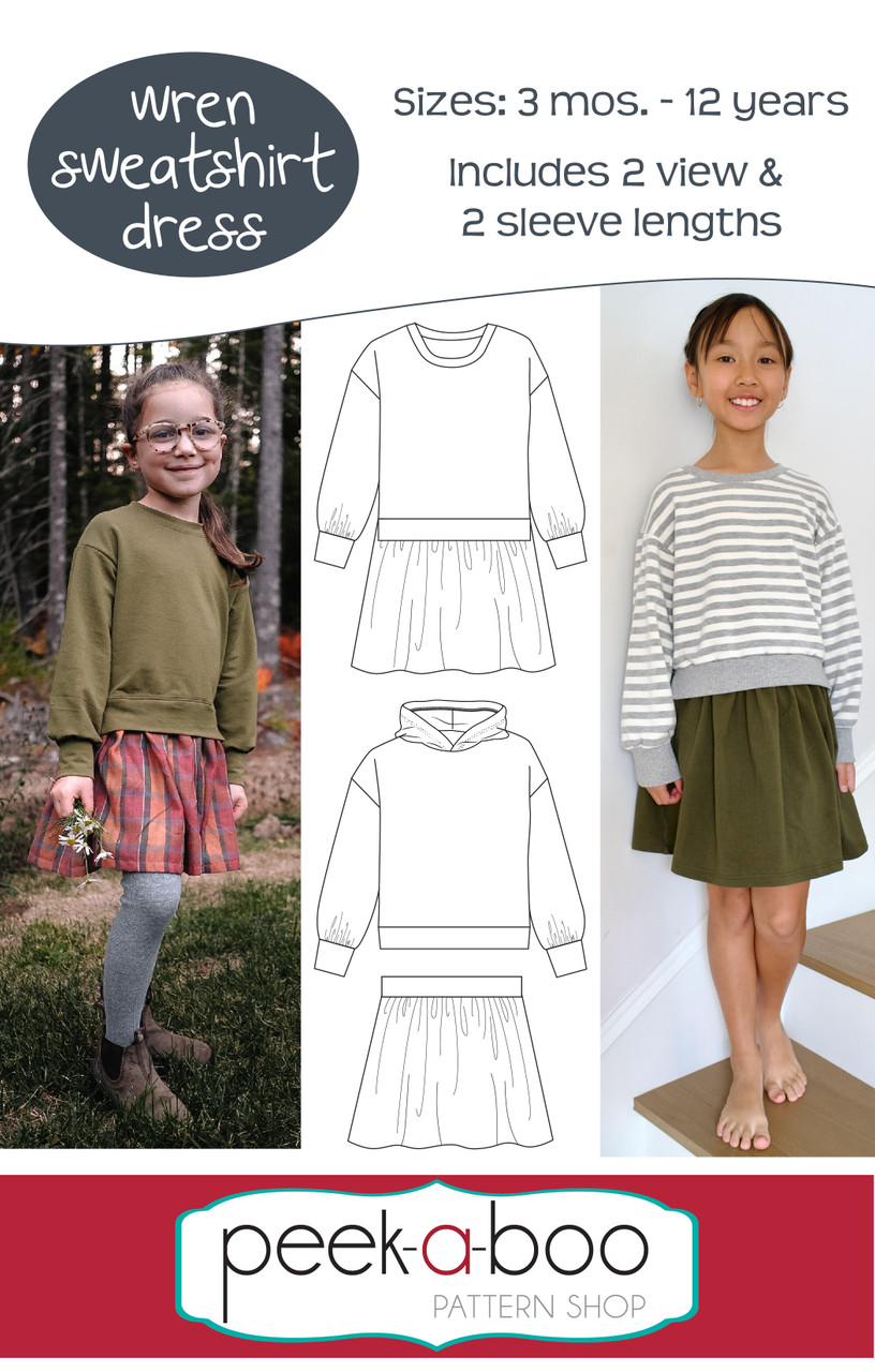 A photo of a finished Wren Sweatshirt Dress and Separates.