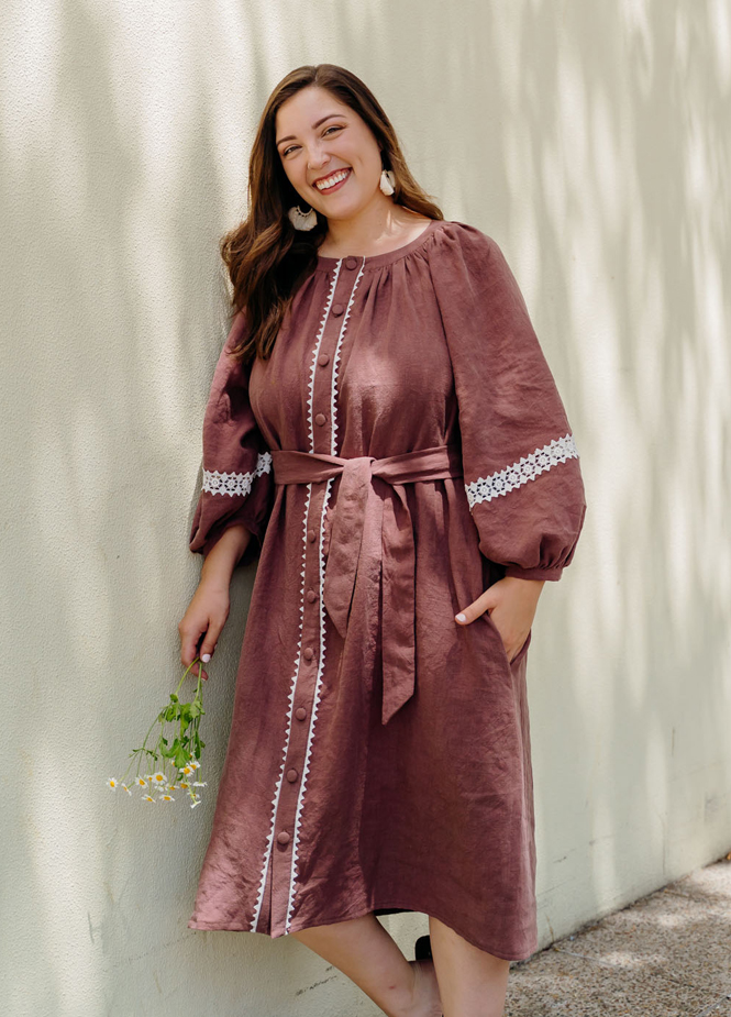 A photo of a finished Daisy Dress.