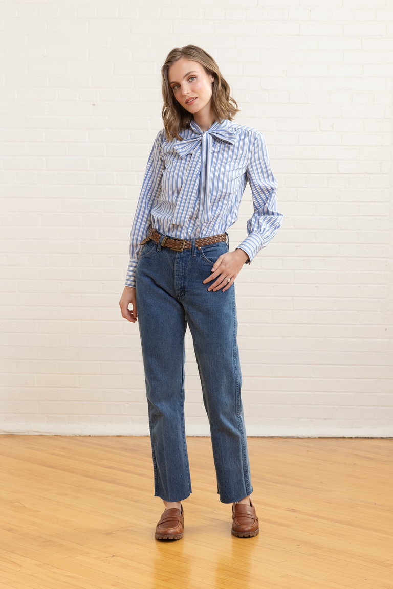 A photo of a finished Garnet Blouse.
