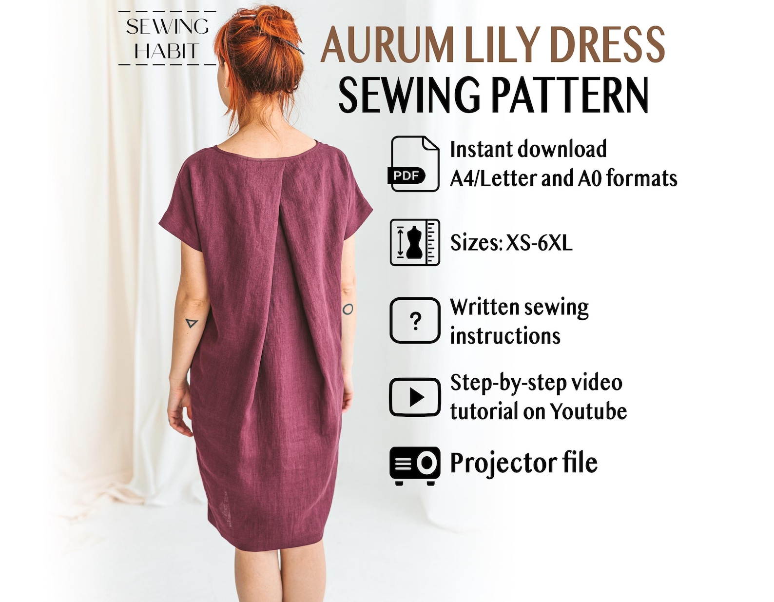 The designer's photo of a finished Aurum Lily Dress.