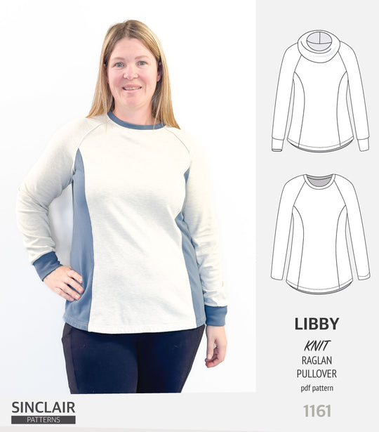 A photo of a finished Libby Pullover.