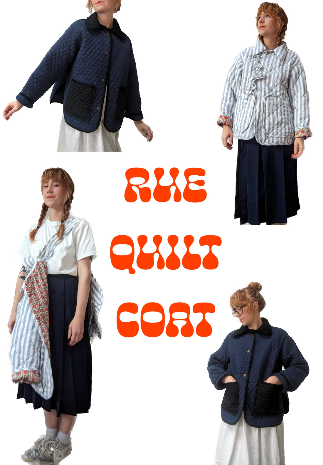 The designer's photo of a finished Rue Quilt Coat.
