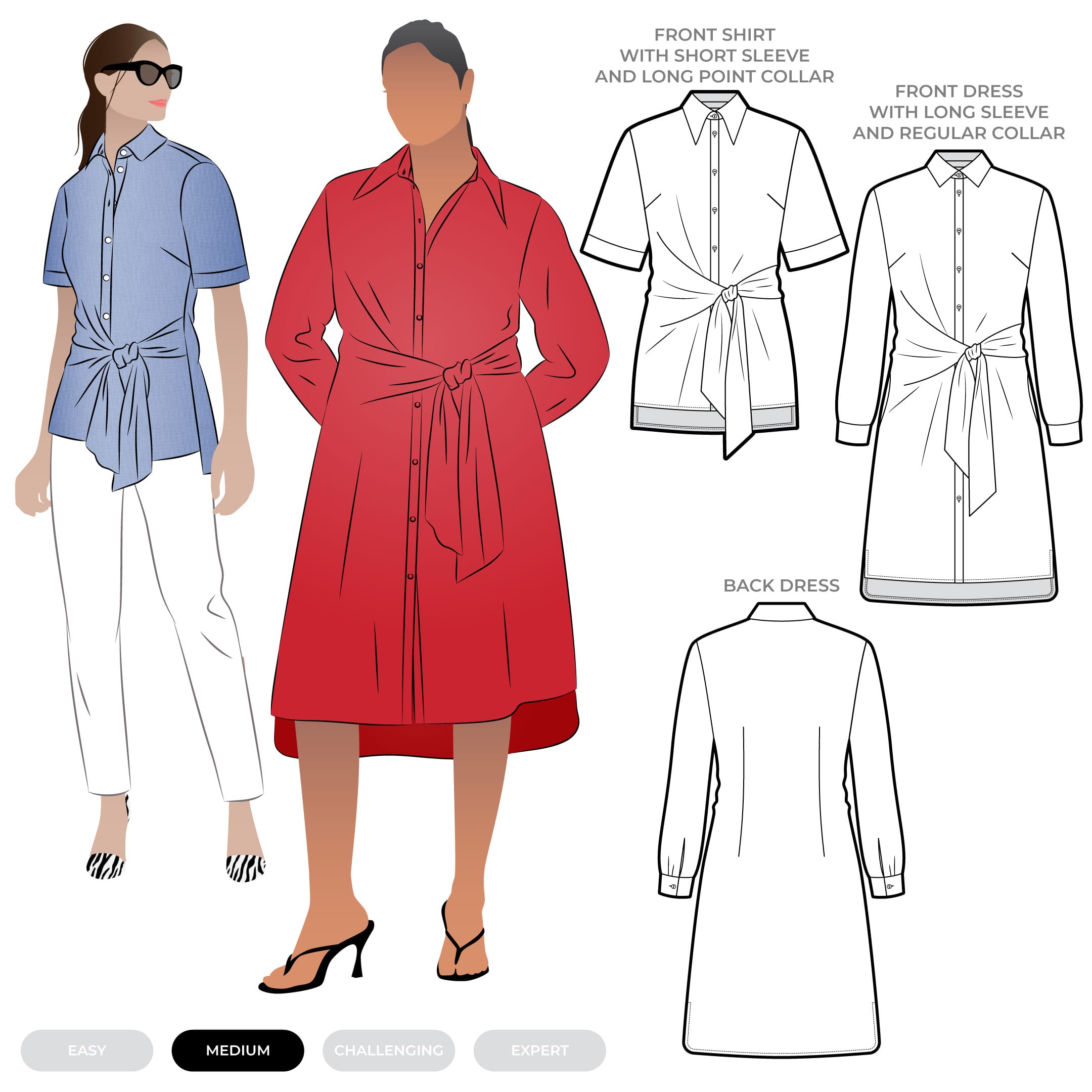 A photo of a finished Avon Dress and Shirt.