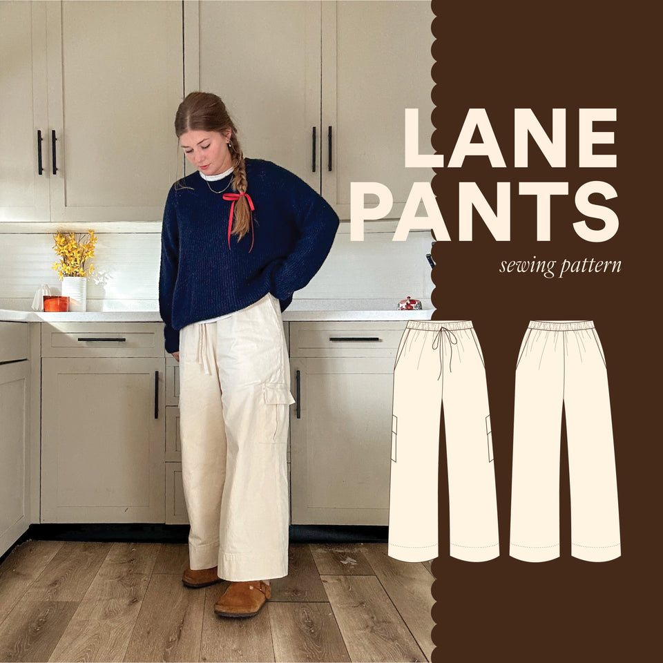 The designer's photo of a finished Lane Pants.