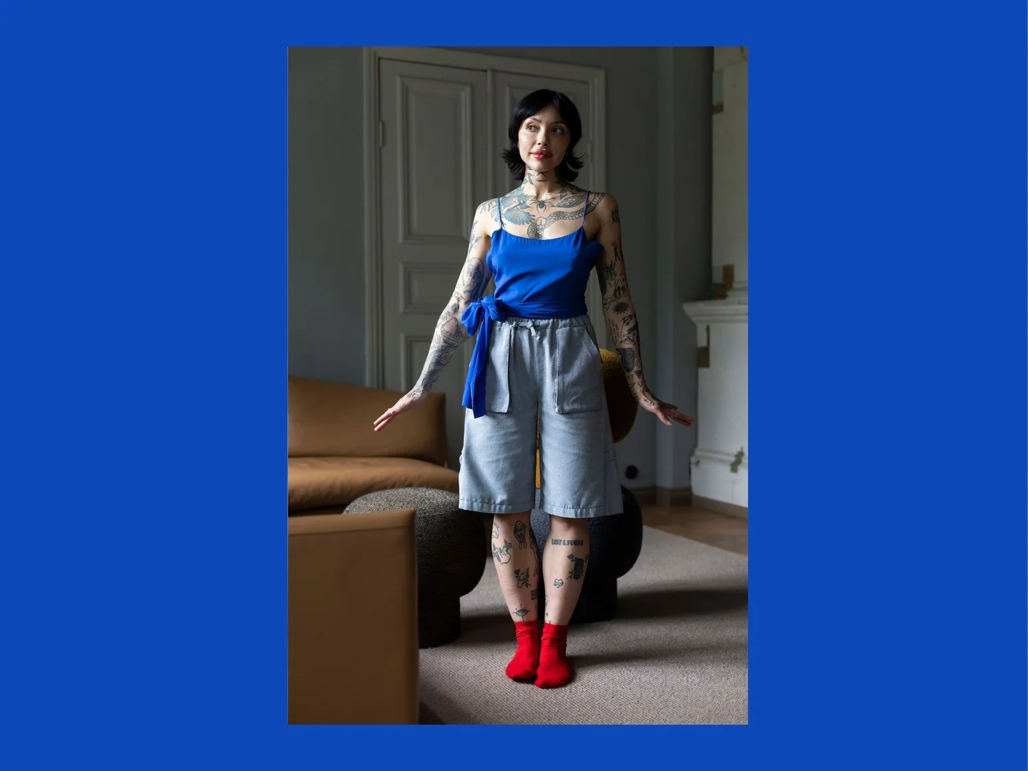 A photo of a finished Keja Trousers and Shorts.