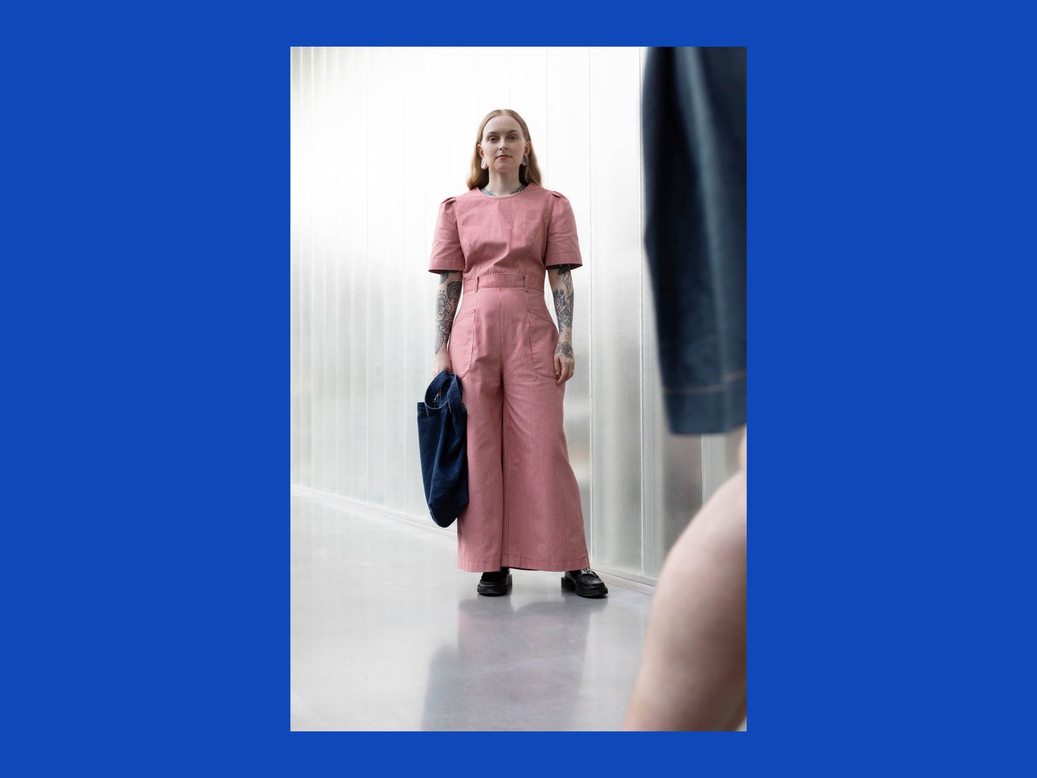 The designer's photo of a finished Queenie Jumpsuit.