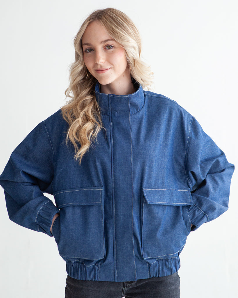 A photo of a finished Tobie Jacket.