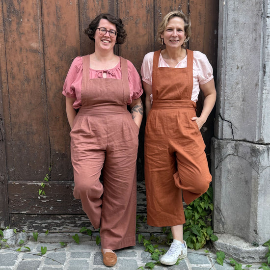 A photo of a finished Hedgerow Dungarees and Pants.