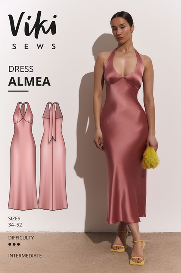 A photo of a finished Almea Bias-Cut Dress.