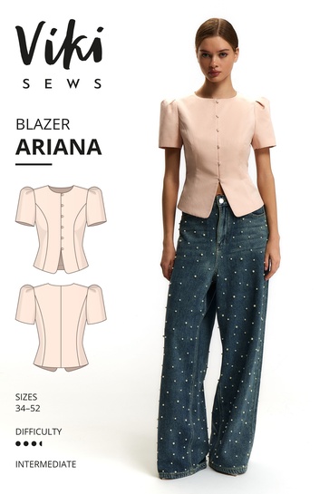 A photo of a finished Ariana Blazer.