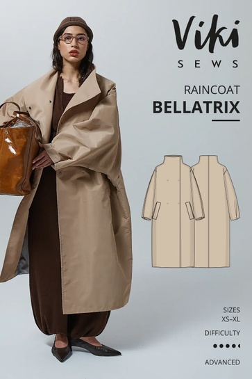 A photo of a finished Bellatrix Raincoat.