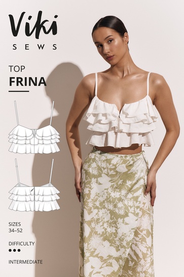 A photo of a finished Frina Top.