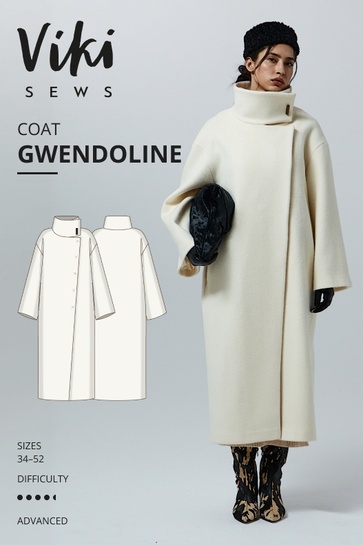 A photo of a finished Gwendoline Coat.