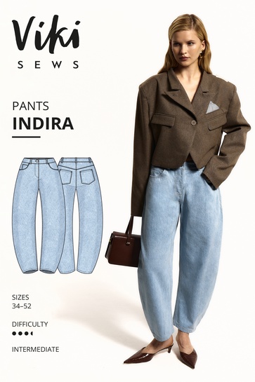 A photo of a finished Indira Pants.
