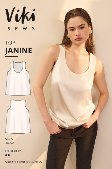 A photo of a finished Janine Top.