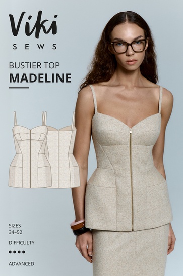 A photo of a finished Madeline Bustier Top.