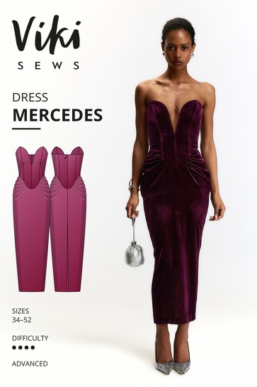 A photo of a finished Mercedes Dress.