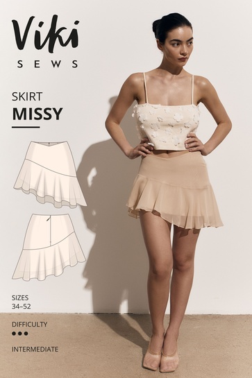 A photo of a finished Missy Skirt.